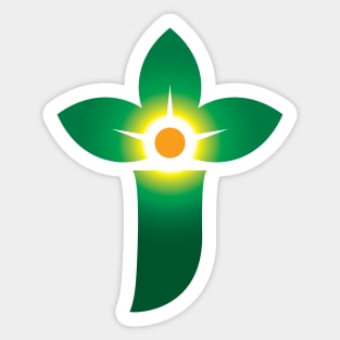 Letter J Green Leaf Crown Sticker